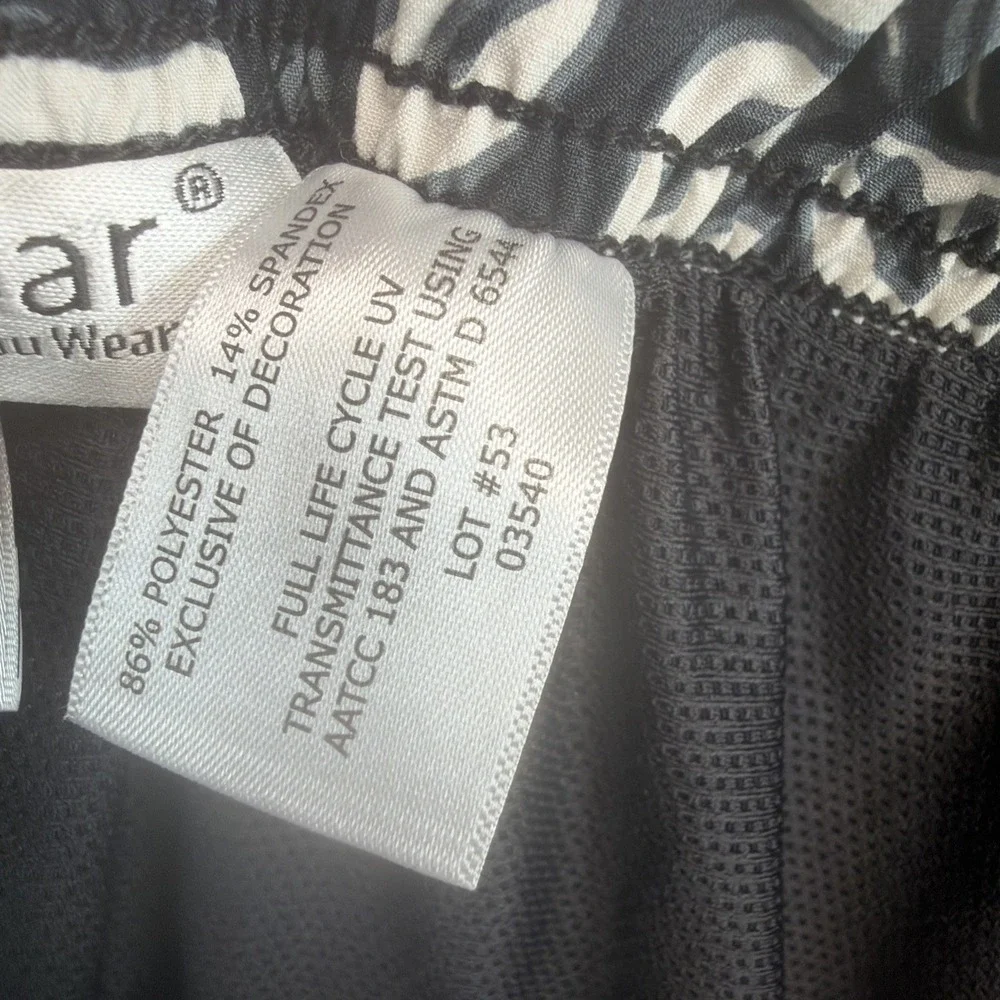 Coolibar Mens Swim Trunks Large UPF 50+ Black White Board Shorts Mesh Lined